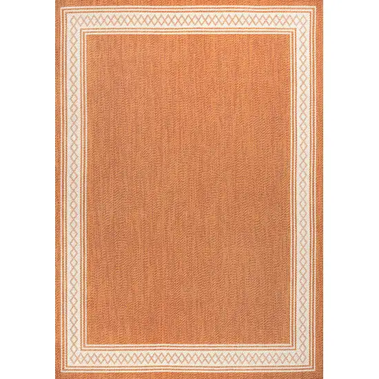 Orange And Cream Indoor Outdoor Area Rug Photo 3