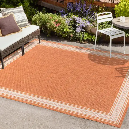 Orange And Cream Indoor Outdoor Area Rug Photo 9