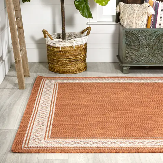 Orange And Cream Indoor Outdoor Area Rug Photo 6