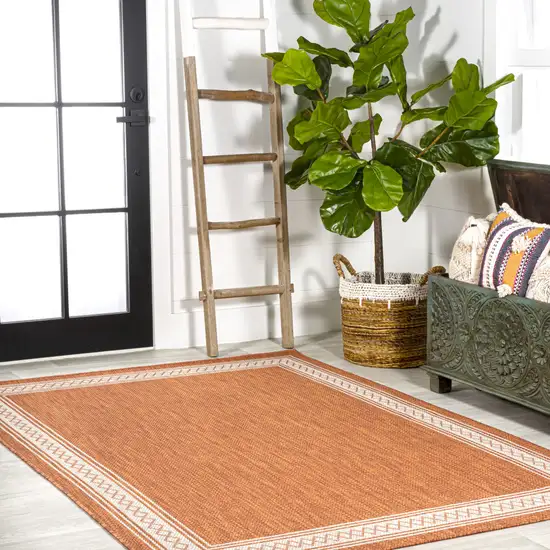 Orange And Cream Indoor Outdoor Area Rug Photo 8
