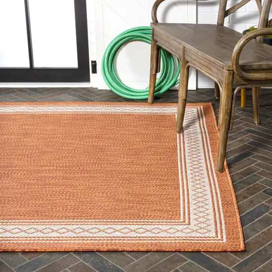 Orange And Cream Indoor Outdoor Area Rug Photo 9