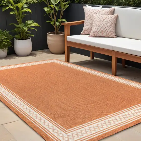 Orange And Cream Indoor Outdoor Area Rug Photo 1