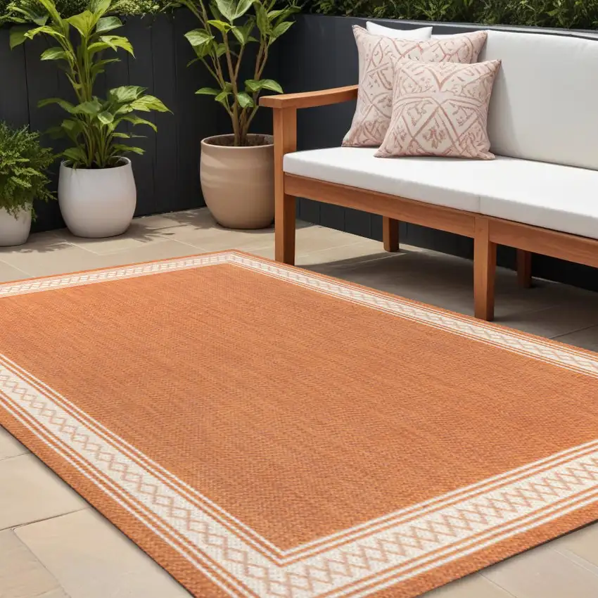 Orange And Cream Indoor Outdoor Area Rug Photo 1