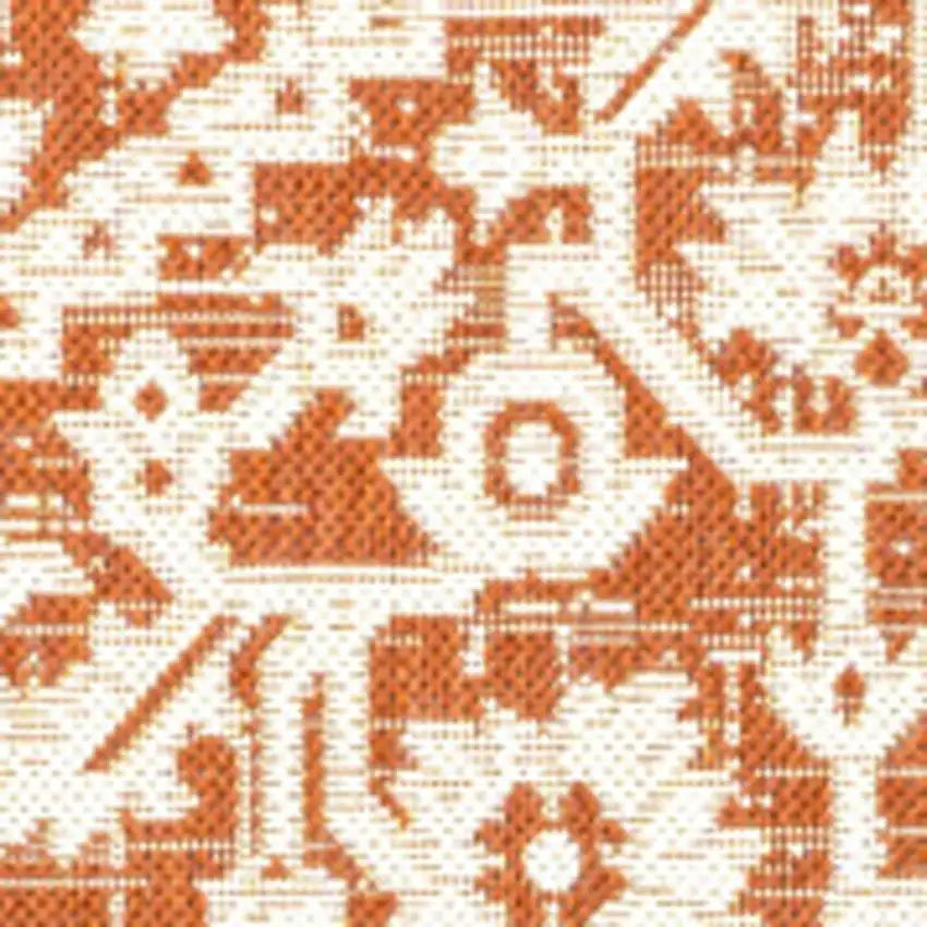 Orange And Cream Medallion Indoor Outdoor Area Rug Photo 2