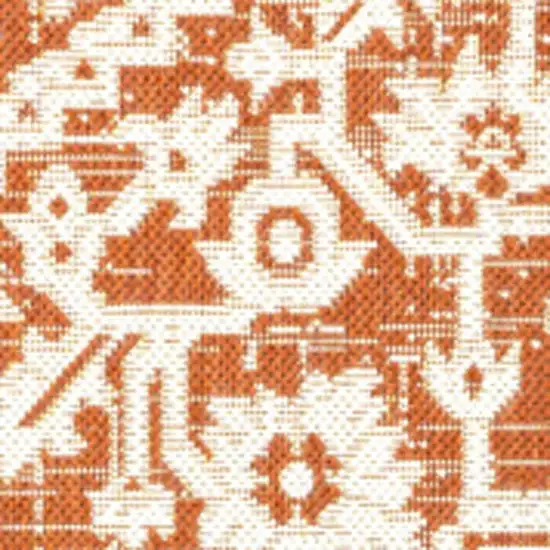 Orange And Cream Medallion Indoor Outdoor Area Rug Photo 2