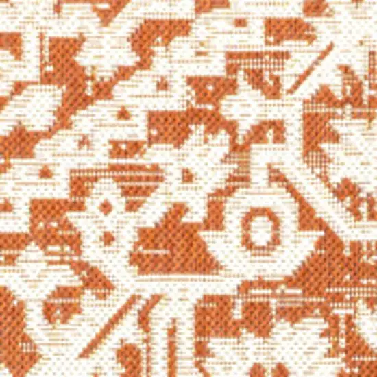 Orange And Cream Medallion Indoor Outdoor Area Rug Photo 3