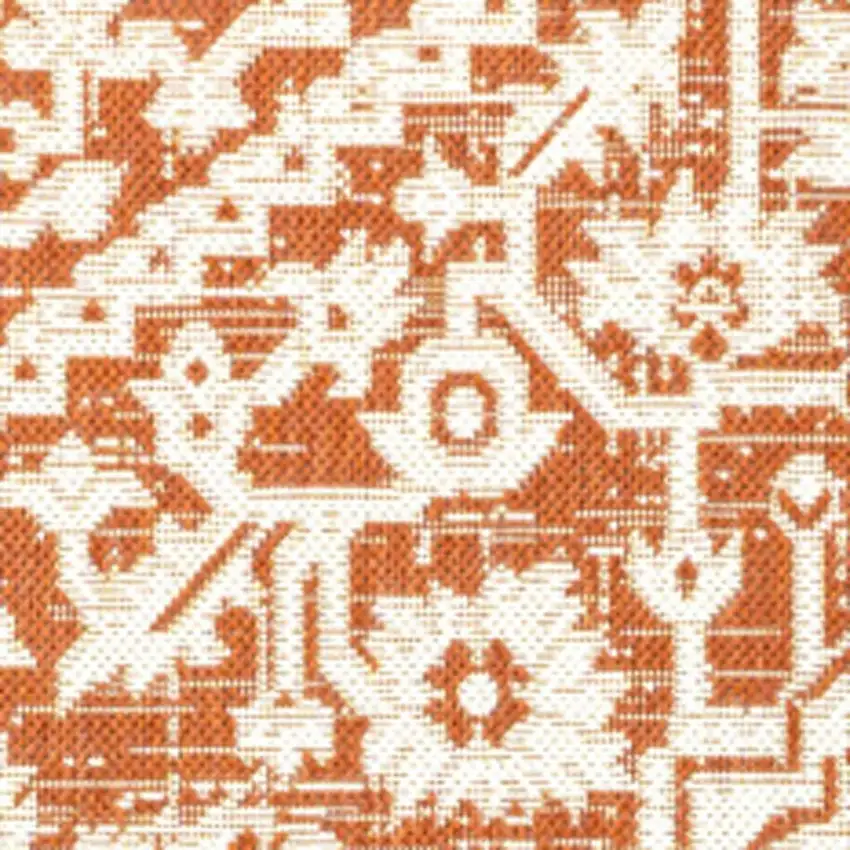 Orange And Cream Medallion Indoor Outdoor Area Rug Photo 2