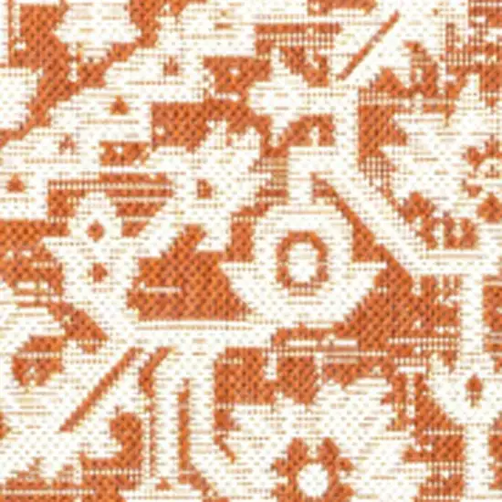 Orange And Cream Medallion Indoor Outdoor Area Rug Photo 2