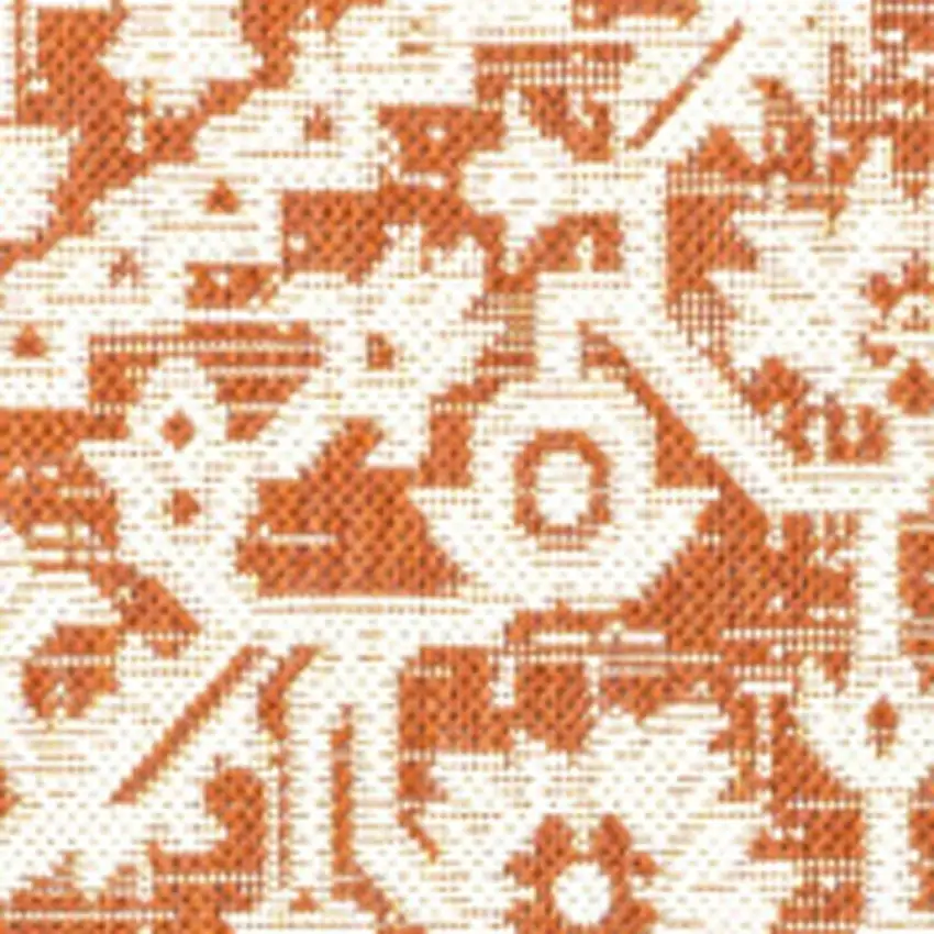 Orange And Cream Medallion Indoor Outdoor Area Rug Photo 2