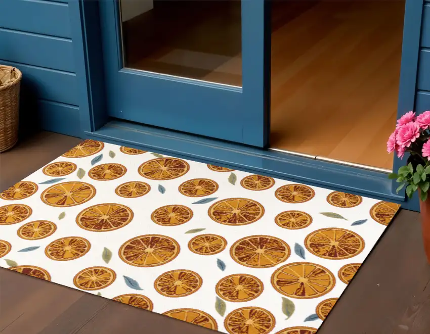 Orange And Cream Polka Dot Indoor Outdoor Area Rug Photo 1