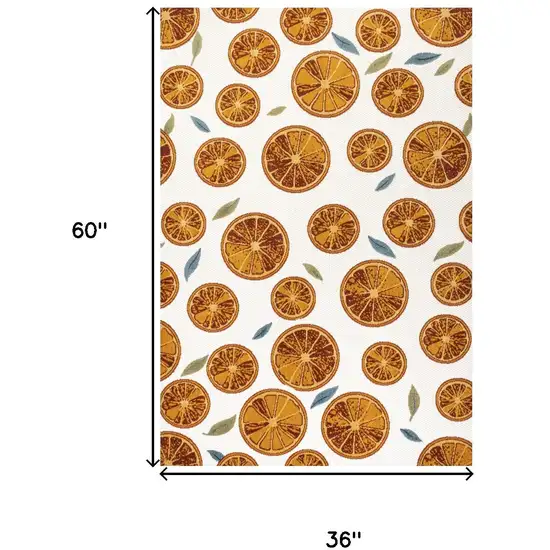 Orange And Cream Polka Dot Indoor Outdoor Area Rug Photo 3