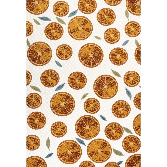 Orange And Cream Polka Dot Indoor Outdoor Area Rug Photo 5