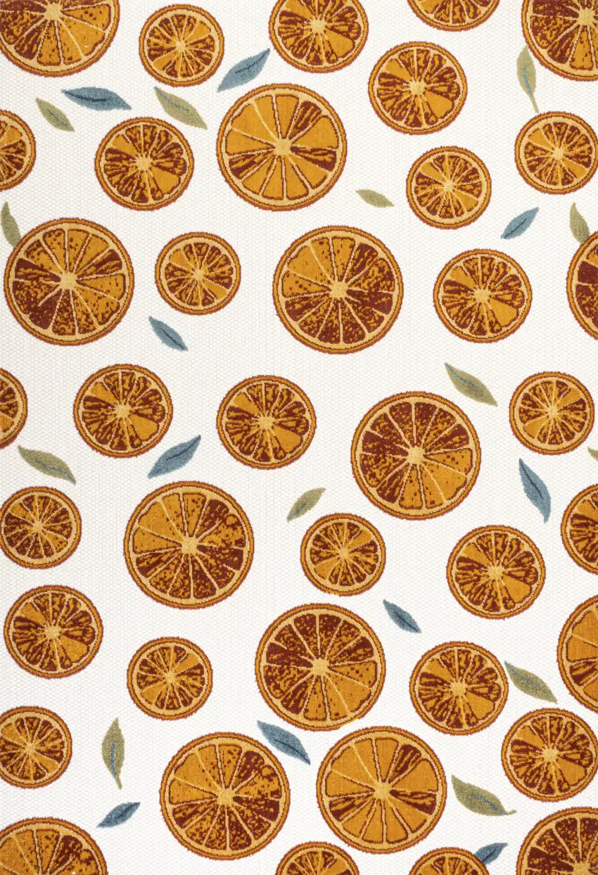 Orange And Cream Polka Dot Indoor Outdoor Area Rug Photo 5