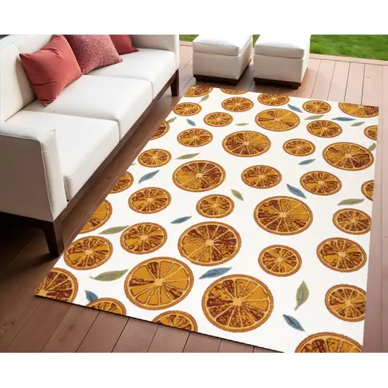 Orange And Cream Polka Dot Indoor Outdoor Area Rug Photo 1