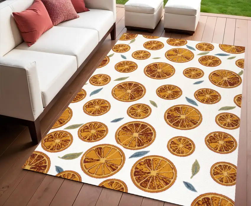 Orange And Cream Polka Dot Indoor Outdoor Area Rug Photo 1