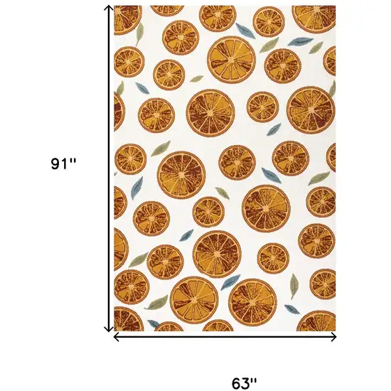 Orange And Cream Polka Dot Indoor Outdoor Area Rug Photo 3