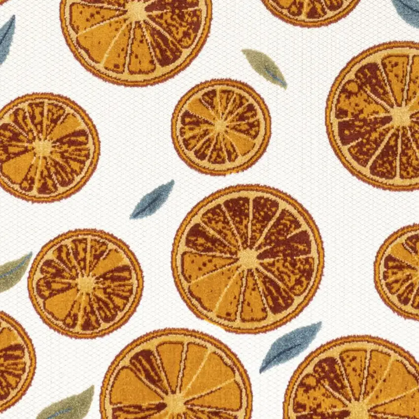 Orange And Cream Polka Dot Indoor Outdoor Area Rug Photo 4