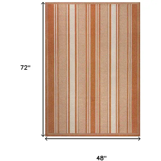 Orange And Cream Striped Indoor Outdoor Area Rug Photo 3