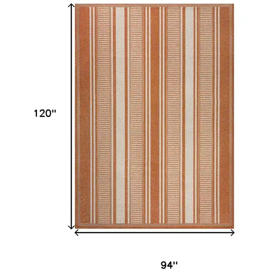Orange And Cream Striped Indoor Outdoor Area Rug Photo 3