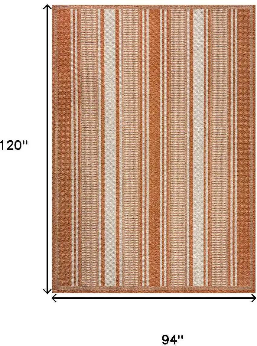 Orange And Cream Striped Indoor Outdoor Area Rug Photo 3