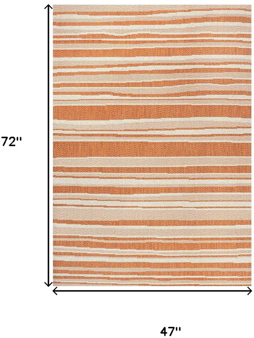 Orange And Cream Striped Indoor Outdoor Area Rug Photo 3