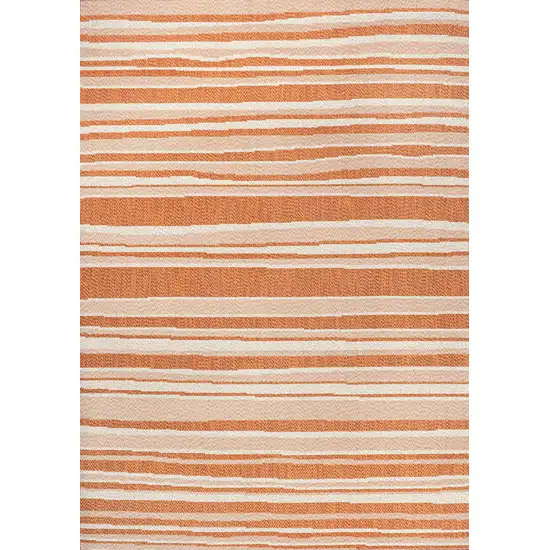 Orange And Cream Striped Indoor Outdoor Area Rug Photo 1