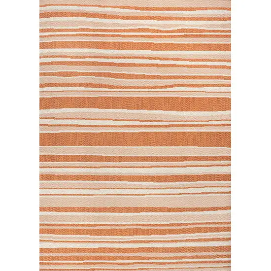 Orange And Cream Striped Indoor Outdoor Area Rug Photo 3