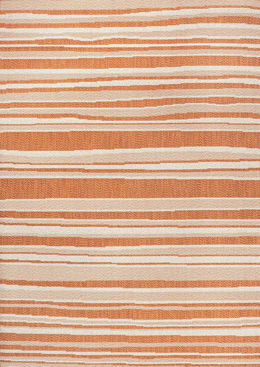 Orange And Cream Striped Indoor Outdoor Area Rug Photo 1