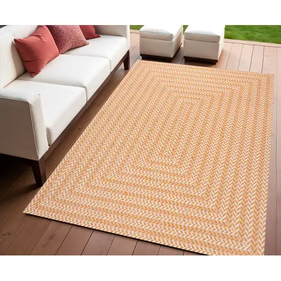 Orange And Cream Striped Indoor Outdoor Area Rug Photo 1