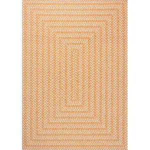 Photo of Orange And Cream Striped Indoor Outdoor Area Rug
