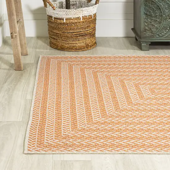 Orange And Cream Striped Indoor Outdoor Area Rug Photo 4