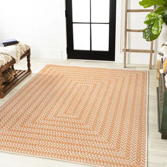 Orange And Cream Striped Indoor Outdoor Area Rug Photo 3