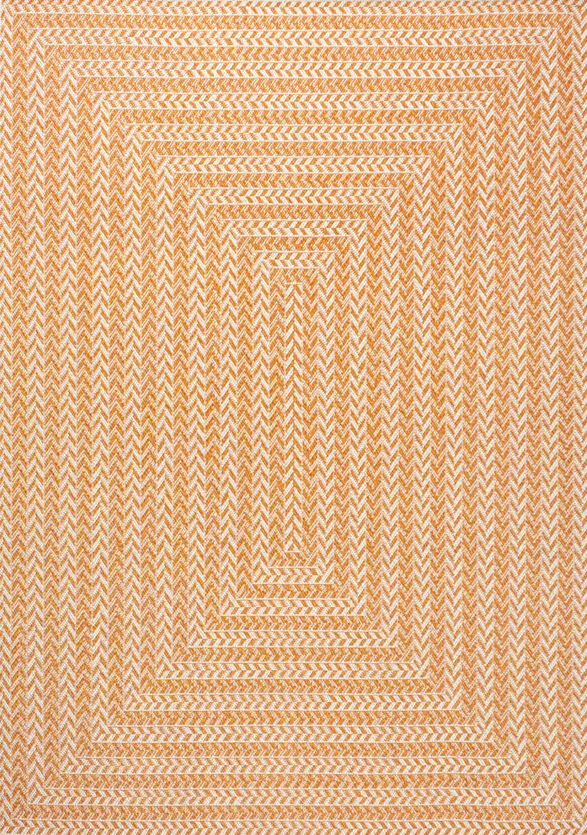 Orange And Cream Striped Indoor Outdoor Area Rug Photo 1