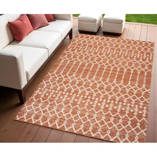Orange And Cream Trellis Indoor Outdoor Area Rug Photo 1