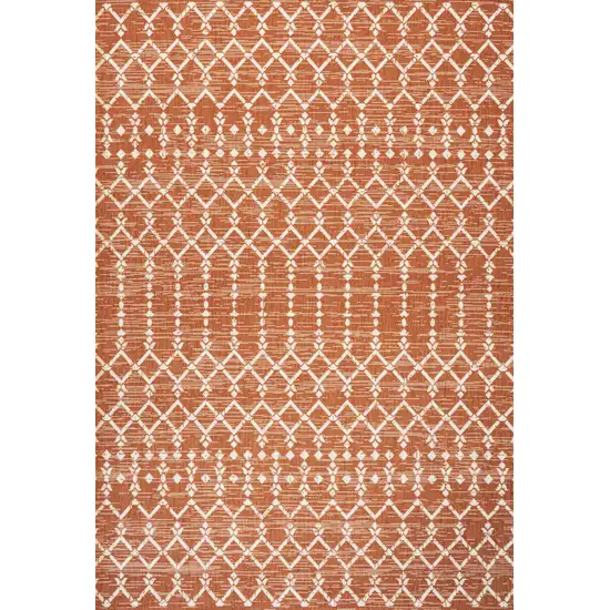 Orange And Cream Trellis Indoor Outdoor Area Rug Photo 1
