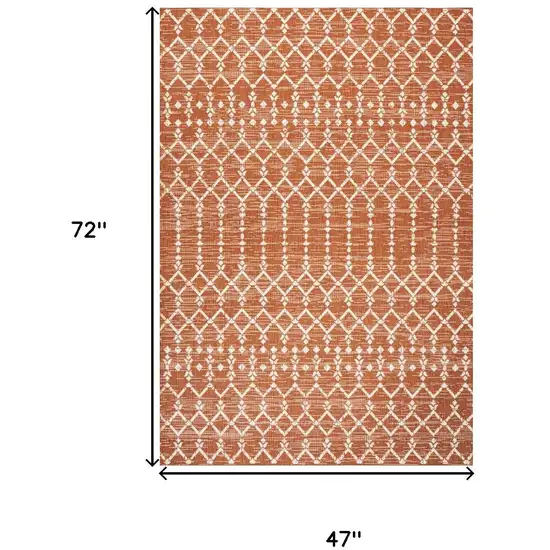 Orange And Cream Trellis Indoor Outdoor Area Rug Photo 5