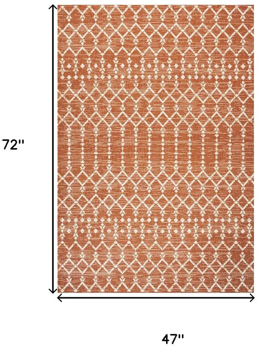 Orange And Cream Trellis Indoor Outdoor Area Rug Photo 5