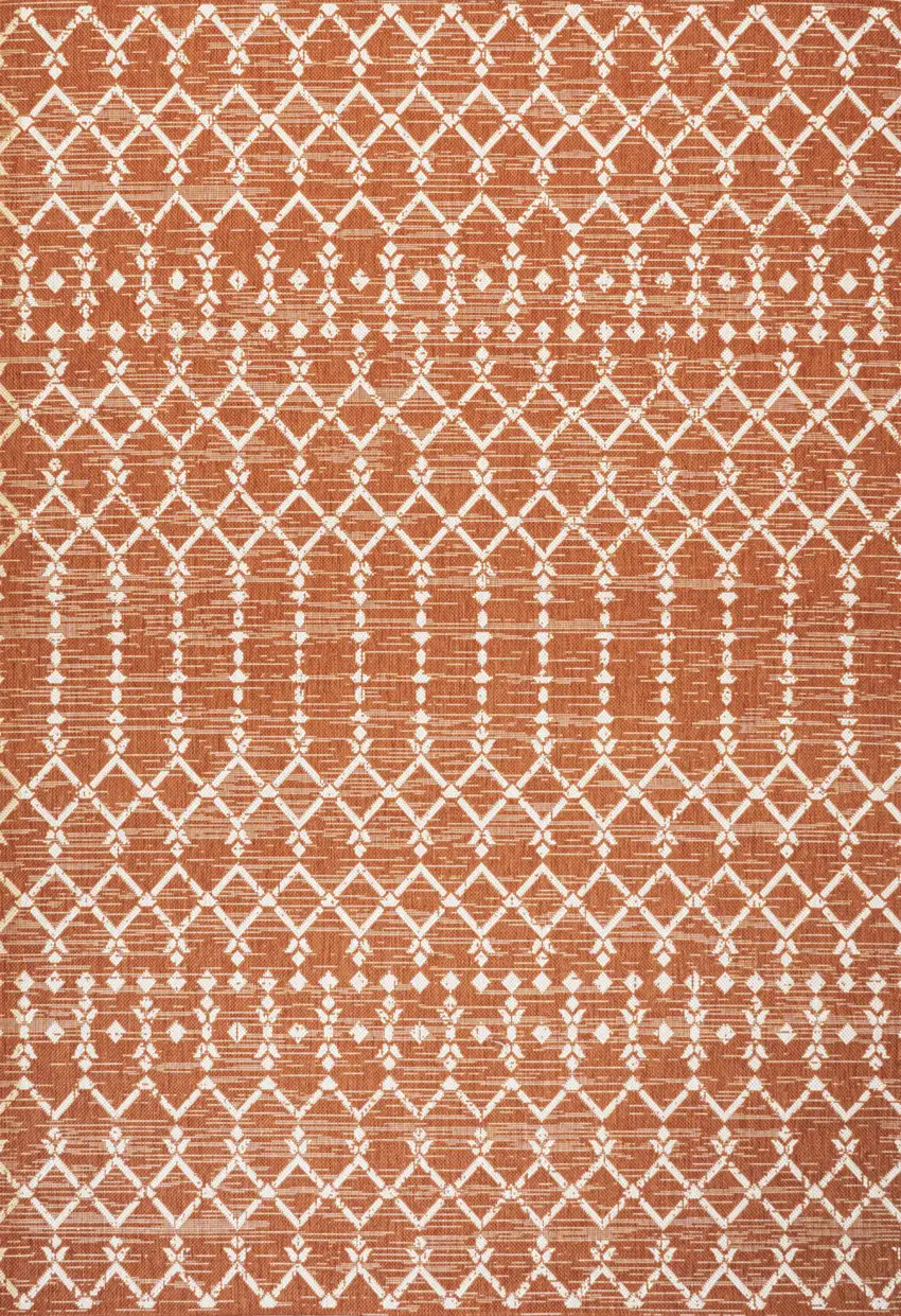 Orange And Cream Trellis Indoor Outdoor Area Rug Photo 1