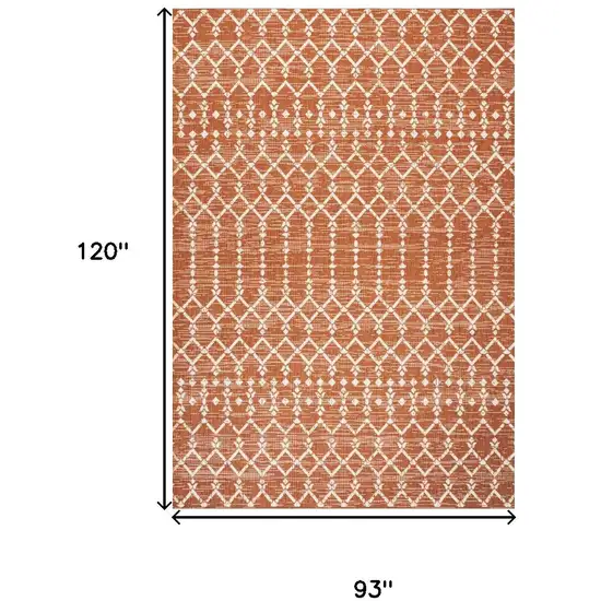 Orange And Cream Trellis Indoor Outdoor Area Rug Photo 4