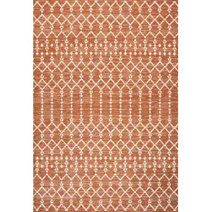 Photo of Orange And Cream Trellis Indoor Outdoor Area Rug