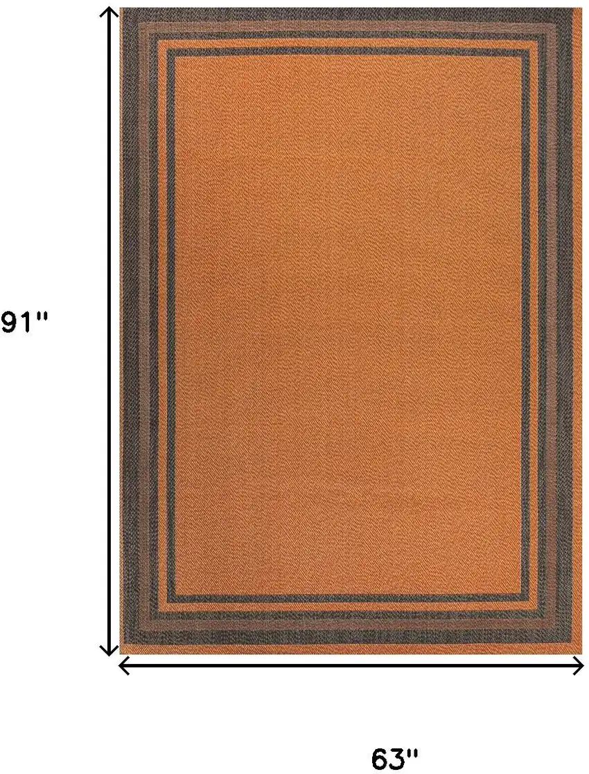 Orange And Dark Gray Striped Indoor Outdoor Area Rug Photo 3