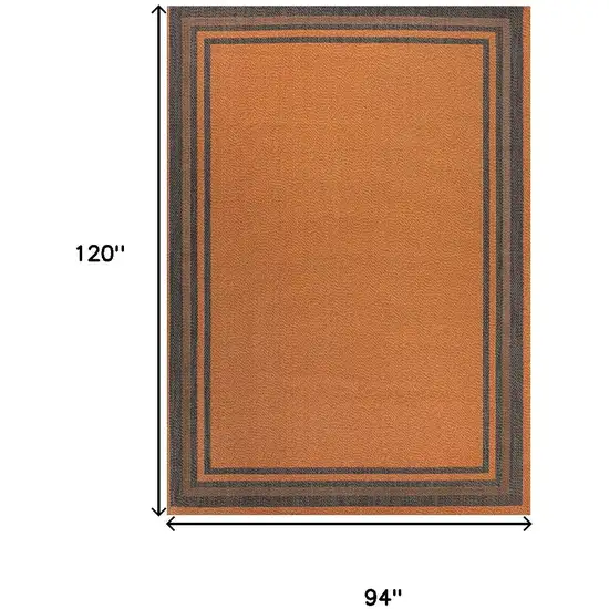 Orange And Dark Gray Striped Indoor Outdoor Area Rug Photo 3
