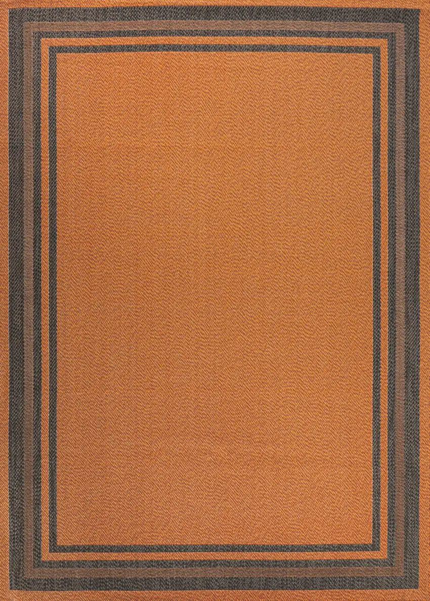 Orange And Dark Gray Striped Indoor Outdoor Area Rug Photo 2
