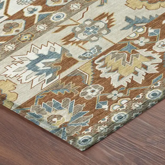 Orange And Gold Cactus Washable Indoor Outdoor Area Rug Photo 4