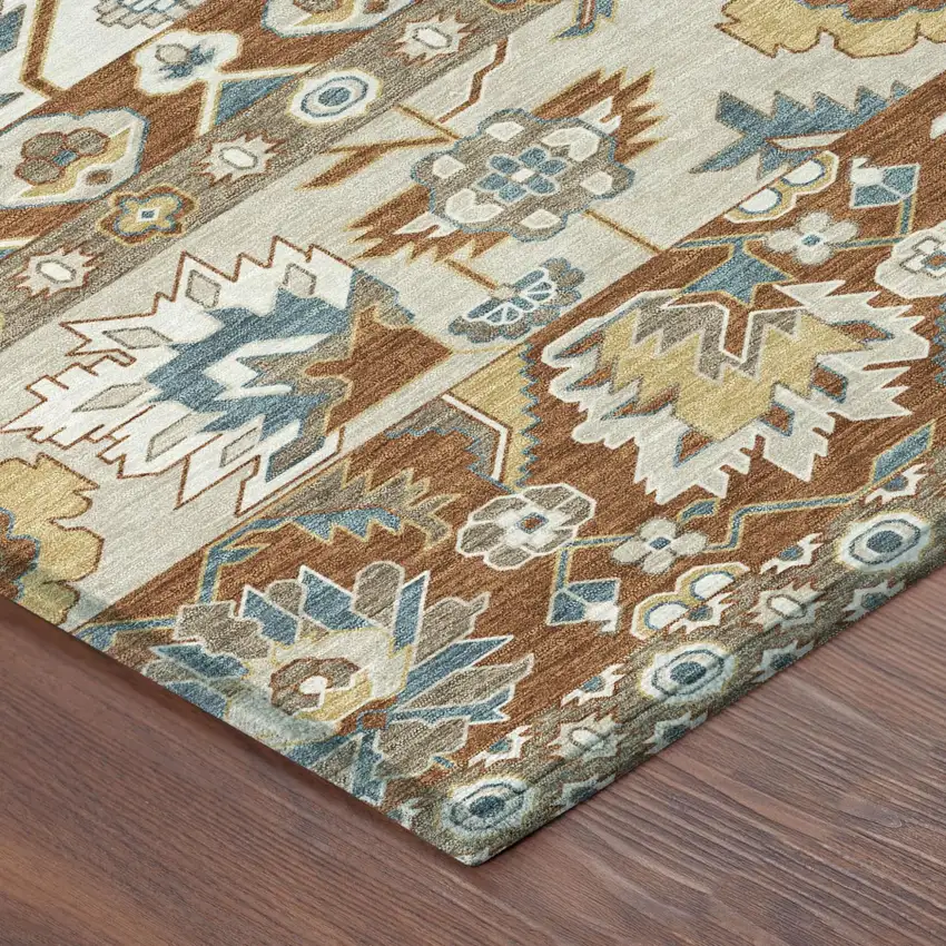 Orange And Gold Cactus Washable Indoor Outdoor Area Rug Photo 4