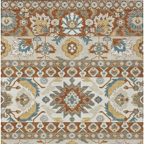 Orange And Gold Cactus Washable Indoor Outdoor Area Rug Photo 3