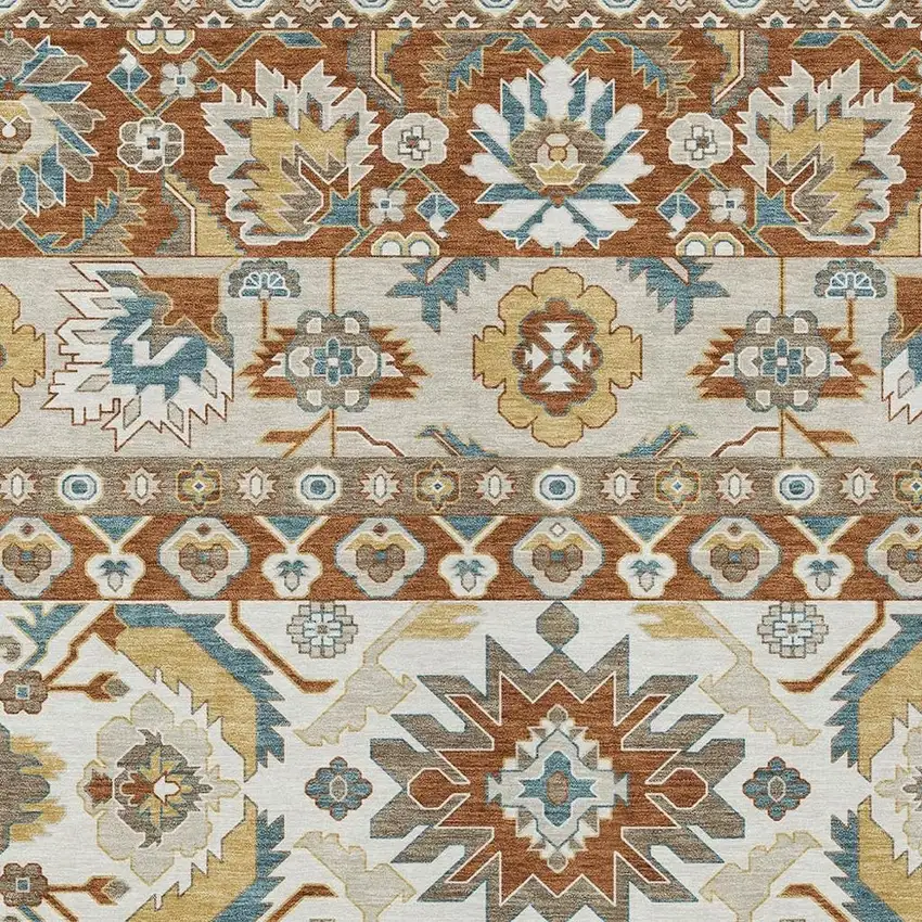Orange And Gold Cactus Washable Indoor Outdoor Area Rug Photo 2