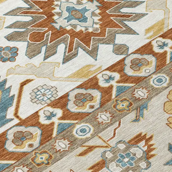 Orange And Gold Cactus Washable Indoor Outdoor Area Rug Photo 5