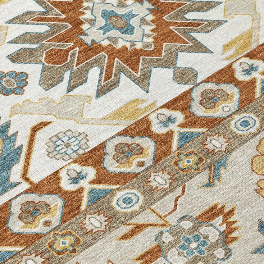 Orange And Gold Cactus Washable Indoor Outdoor Area Rug Photo 5