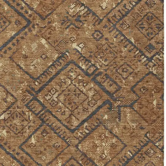 Orange And Gold Geometric Washable Indoor Outdoor Area Rug Photo 2
